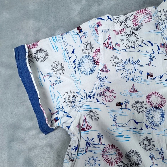 NWT Free Planet Mens Size XL Sailing Americana Short‎ Sleeve 100% Cotton Shirt - Picture 12 of 13